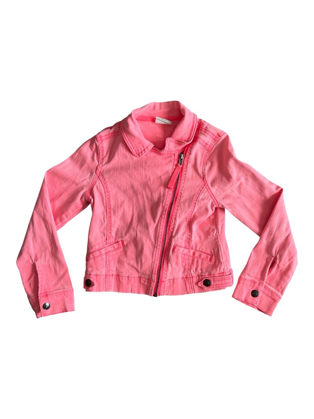 Crazy 8 Hot Pink Asymmetrical Zip Jean Jacket Size 7/8
